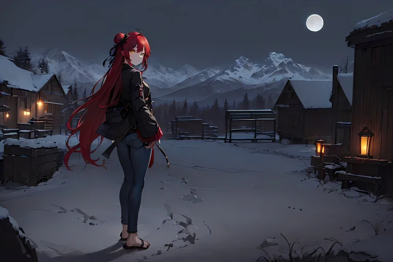 Masterpiece,best Quality,night Scene1.3, 1girl, Jeans, Black...