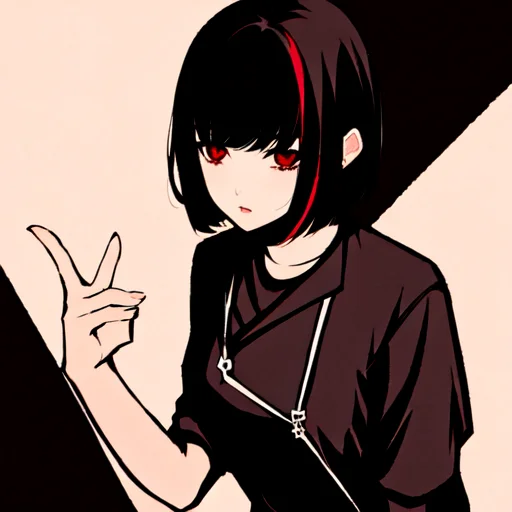 Loramoshimoshibe-style-v11, 1girl, Black Hair, Short, Bangs,...