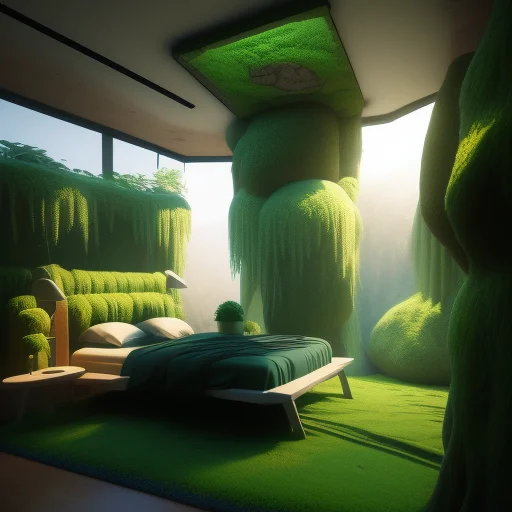 Bedroomai, A Natural Mossy Bedroom, Plants Everywhere