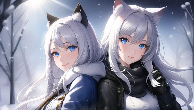 Masterpiece, Best Quality, Detailed, 2girl Wearing Winter Ja...