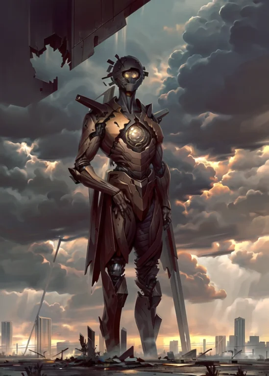 Realism, Highres, A Broken Machine Stands In A Destroyed Pos...