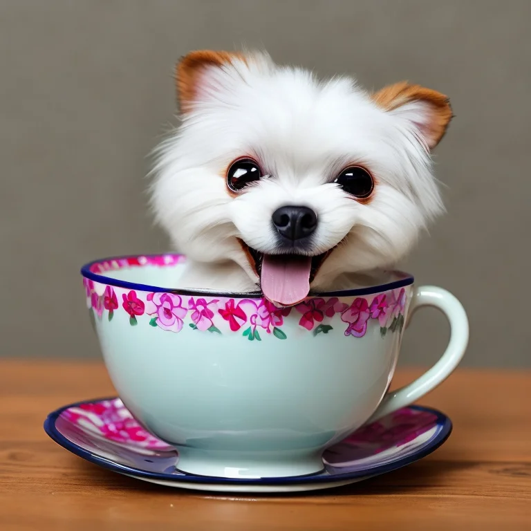 A Super Cute Teacup Dog, Showing His Head, Smiling Happily,...