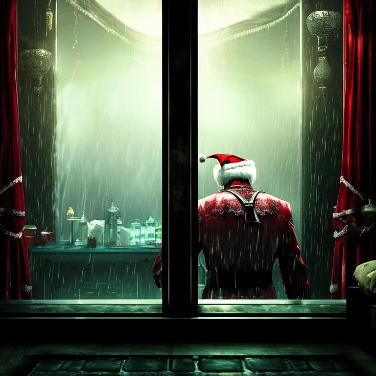 Santa Looking In Through A Window, As Seen From Inside A Cos...
