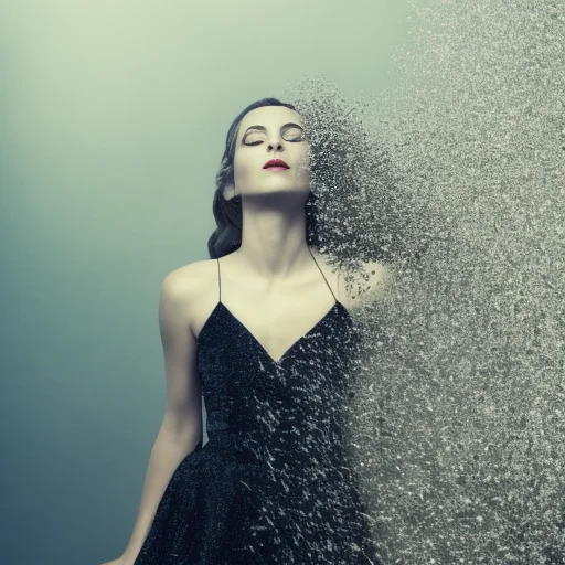 Photo Of Beautiful Woman Standing, In The Style Of Dispersio...