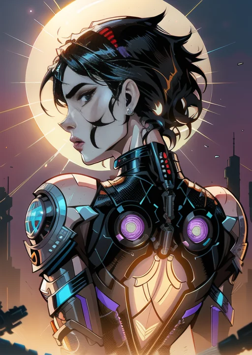 Inked, Award Winning Portrait Photo Of A Futuristic Female K...