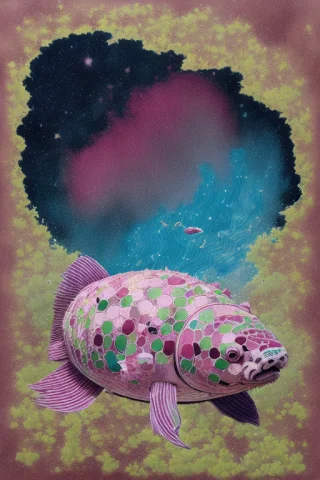 Lush Planet, Inside A Glass Orb, Floating In Space1.1, Koi F... — Stable Diffusion AI Prompt: lush planet, inside a glass orb, (floating in space:1.1), koi fish jubbslineart_...