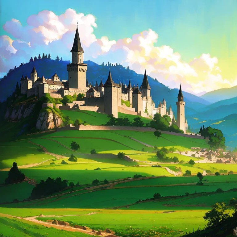 Dalcefo, A Medieval Castle Landscape, Green Fields, Modelsho...
