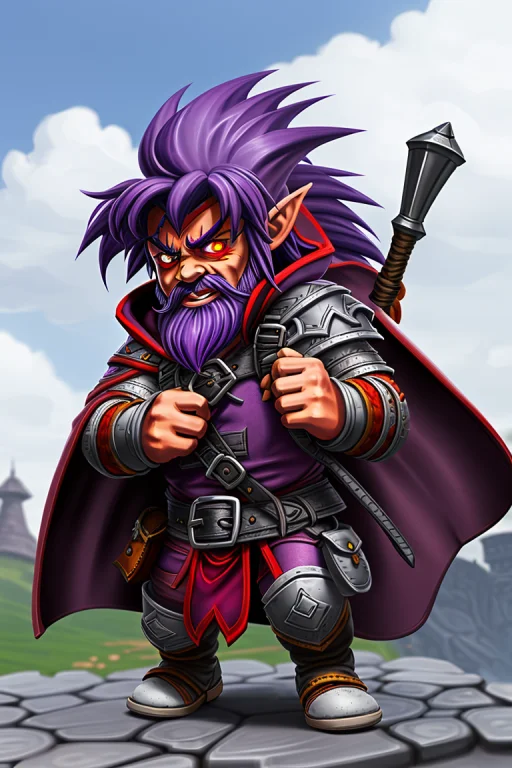 Solo, Alone, Close Up, Portrait, Gnome, Rugged, Short Purple...