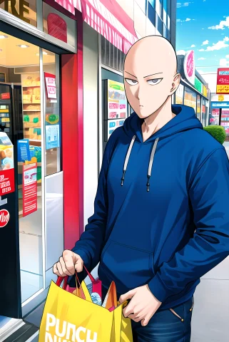 Murata Yuusuke, Saitama One-punch Man, One-punch Man, 1boy,... — Stable Diffusion AI Prompt: murata yuusuke, saitama \(one-punch man\), one-punch man, 1boy, bald, casual clo...