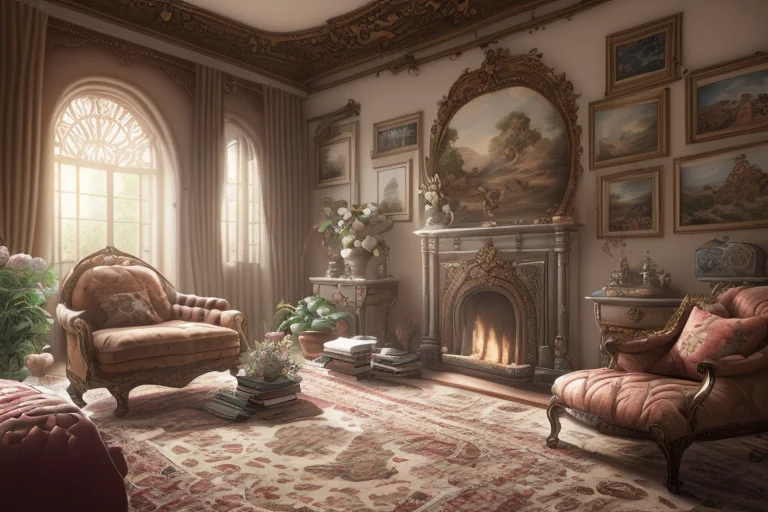 Bedroomai, A Baroque Style Livingroom With Plush Sofa And Ar...
