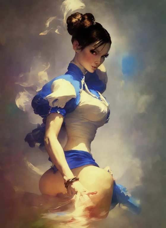 Blue Street Fighter Costume,, Masterpiece, Best Quality, Bea...
