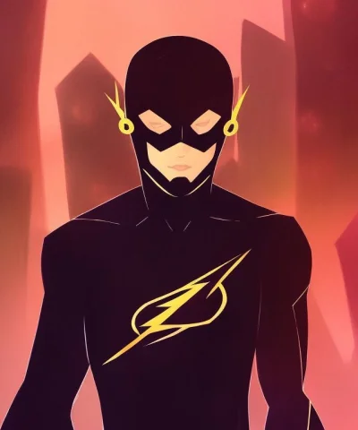 Darkflatartai1.1 The Flash Superhero With Bright Eyes Standi... — Stable Diffusion AI Prompt: (darkflatartai:1.1) the flash superhero with bright eyes standing in a dark city...