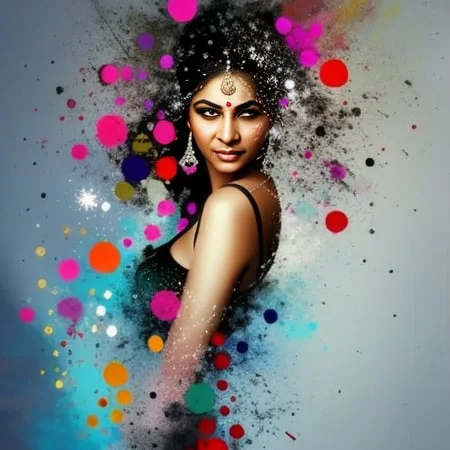 Beautiful Indian Woman, Highly Detailed, Bright Colored Graf...