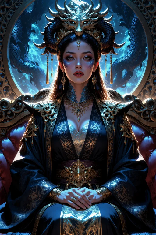 An Illustration Of A Dragon-blooded Empress With Subtle Irid...
