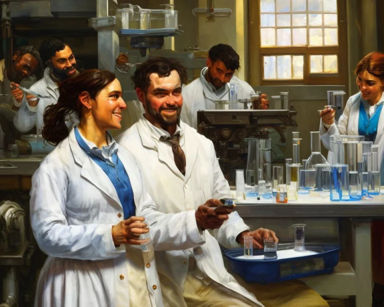 White Man Brown Woman Scientists In Lab Coats By Laxpeintv2,...