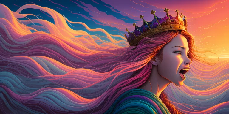 Art By Dan Mumford . A Screaming Girl With A Crown On Her He...