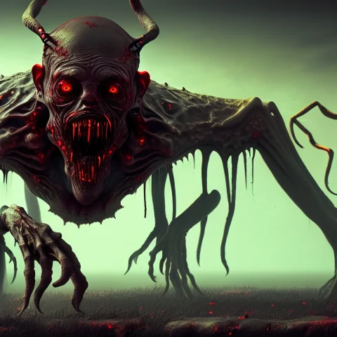 Atrozsinistral Style Gore Bizarre Sinister, Abyssal Creature... — Stable Diffusion AI Prompt: AtrozSinistral style gore bizarre sinister, Abyssal creature in hell, agony, cre...