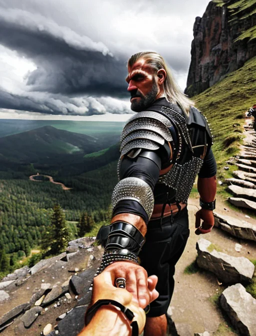 Tall Buff Man In Chainmail, Facing Viewer, Scowling, Ultra D...