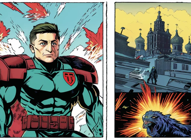 Vladimir Zelensky In Cyborg Body Armour, Battleground With D...