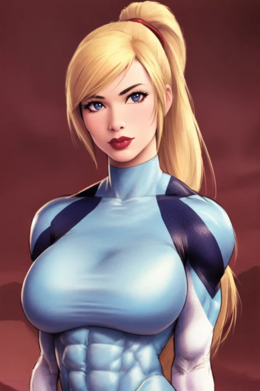 1girl, Solo, Blue Eyes, Samus Aran, Portrait, Devilhs-69100,...