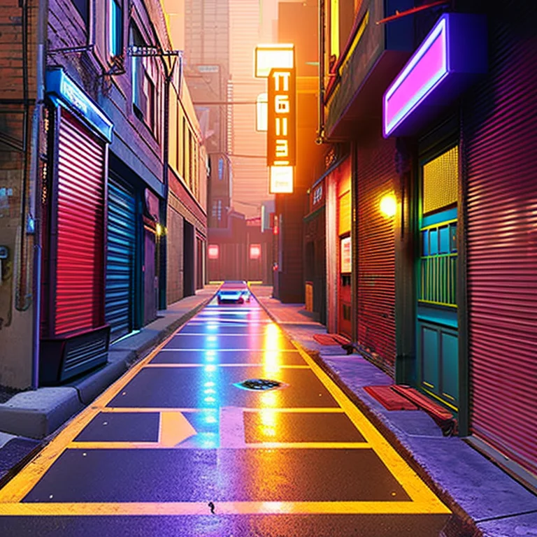 Cyberpunk Alley,night Scene, Hard Surface Objects, Square Im...