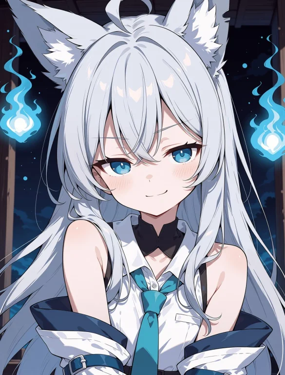 Best Quality, Masterpiece, 1girl, Kitsune, Smirk, Looking At...
