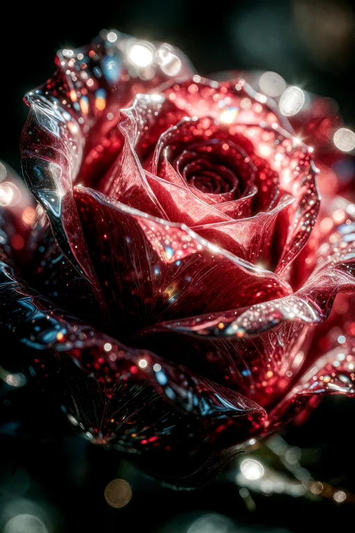 Macro Photography Of A Beautifully Opened Red Rose Bud Revea...