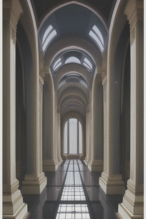 Ancient High-tech Temple Viewed From The Outside, Floating I...