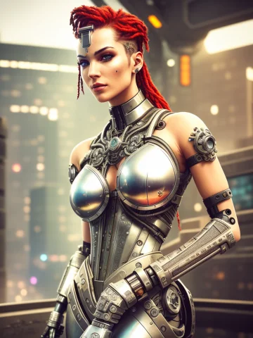 Made Out Of Metal, Cyborg, Cyberpunk Style, Intricate Detail... — Stable Diffusion AI Prompt: made out of metal, cyborg, cyberpunk style, ((intricate details)), hdr, ((intric...