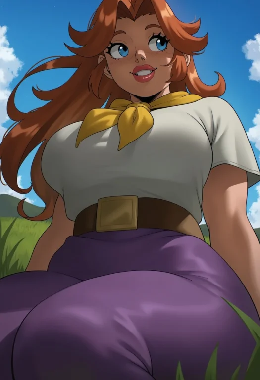 Echostyle, Malon, 1girl, Solo, Red Hair, Blue Eyes, Long Hai...