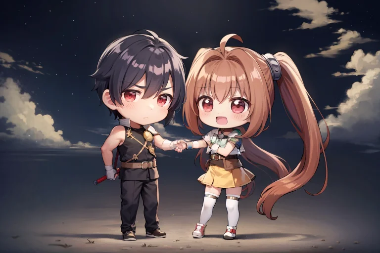 Masterpiece, Best Quality, A Boy And A Girl Are Both Chibi1....
