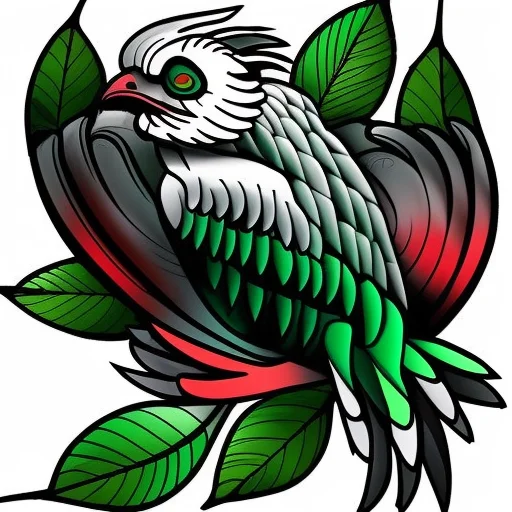 Neotraditional Phantatt A Bird With White Background , Claws...