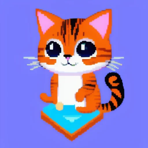 A Cute Cat Jumping On A Diamond, Pixelart0.0, Dreamlike, Lor...