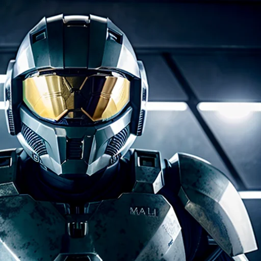 Man With Halo Armor, In A Space Base,lightly Rusty Halo Armo...