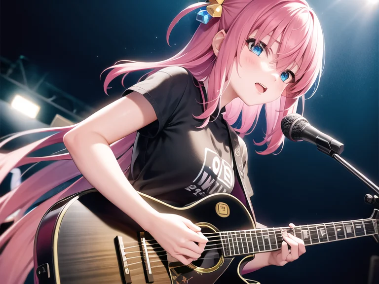 1girl, Messy Pink Hair, Determined Face, Enjoying, Wearing P...