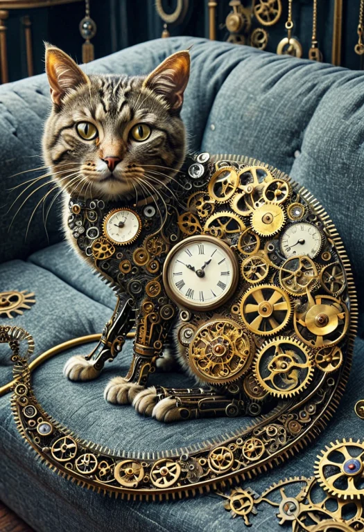 Clockstyle, Clockstyle, Photorealistic, A Sleeping Housecat...