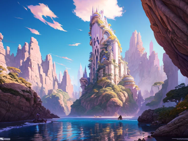 An Epic Dreamscape,architecture,artstation,vivid Colors,wide...