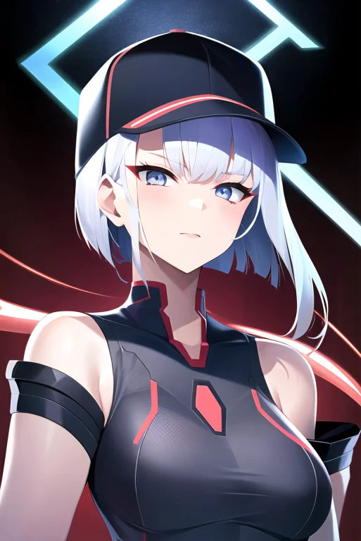 Lucy Cyberpunk, 1girl, Baseball Cap, Upper Body, Short Hair,...