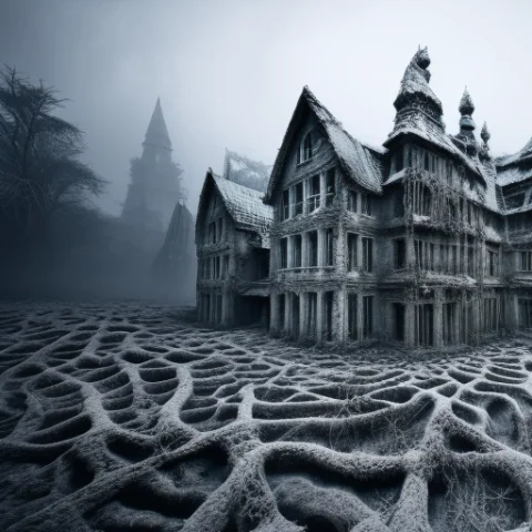 Mity Mountains, Abandoned Mansion, Gravestones, Warhamer 40k... — Stable Diffusion AI Prompt: mity mountains, abandoned mansion, gravestones, warhamer 40k, RFKTR_rootrex