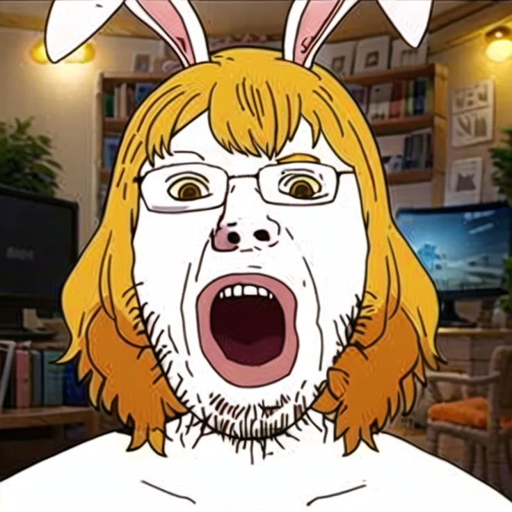 Soyjak, Carrot, Bunnyears, Blondehair, Openmouth, Stubble, V...