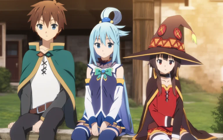 Axel Darkness, Sitting Evening Aqua, Sitting Megumin, Sittin...