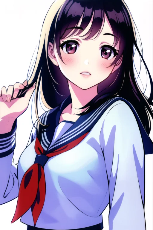 1girl, Upperbody, Serafuku, Neckerchief, Sailor Collar, Lora...