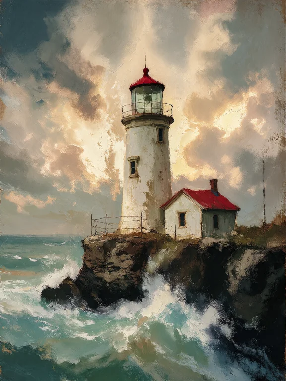 Bradhamel Art Style. A Dramatic Oil Painting Of A Weathered...