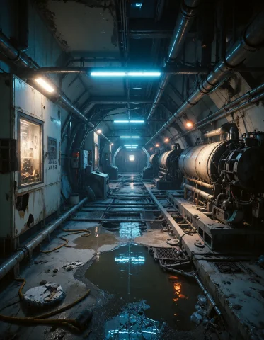 Loratraining2617621-20260929140444642-wtin1 Z1os, Abandoned... — Stable Diffusion AI Prompt: z1os, abandoned underground metro maintenance tunnel, heavy machinery along the...