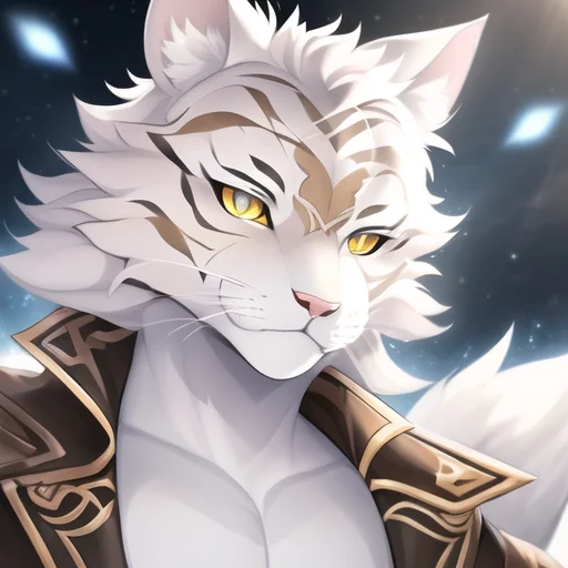 A Happy Furry Fandom Male Khajiit, White Brown Male Tiger, B...