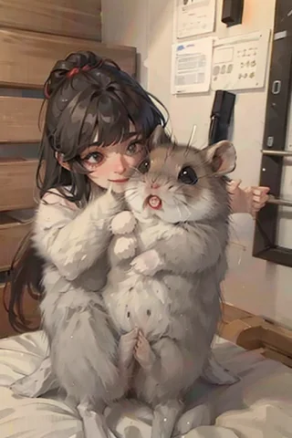 Girl Hug Goledn Hamster,lorahamster1 — Stable Diffusion AI Prompt: girl hug goledn hamster,