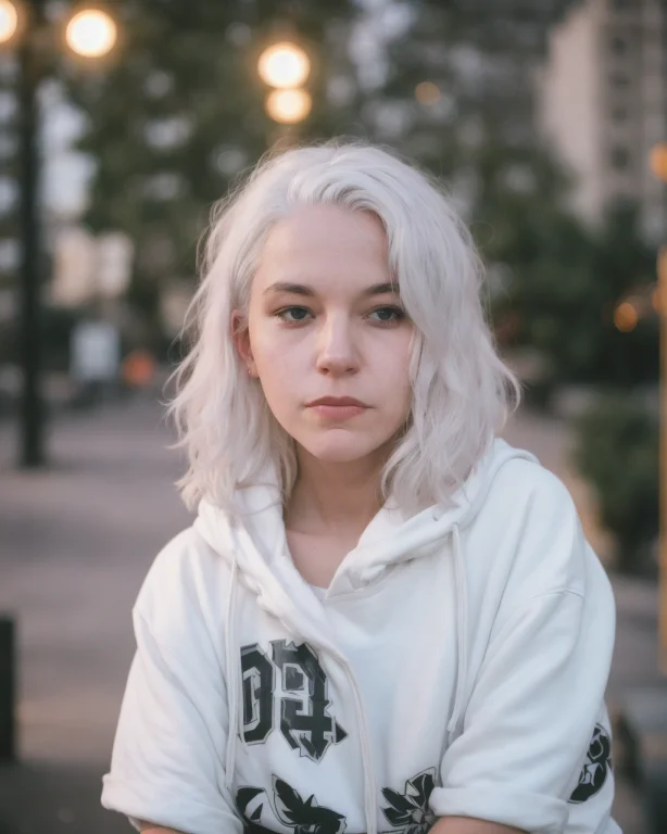 Portrait Color Film Photograph, Woman, White Hair, Oversized...
