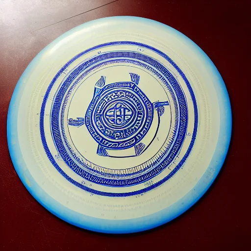 A Dgdisc With Intricate Geometric Patterns On A Wooden Table