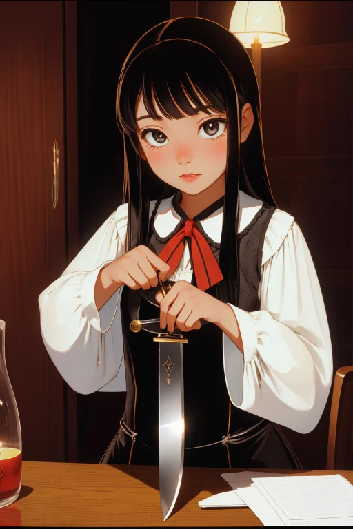 1girl,loramossa0.8, Candle Light, Pleasure, Western Knife1.2...