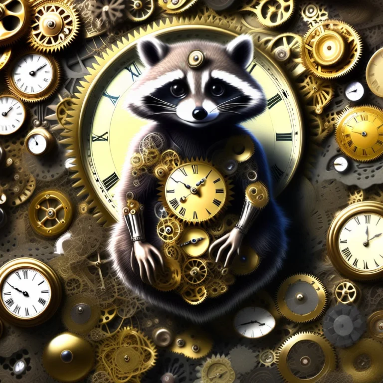 A Clever Victorian Clockwork Raccoon Detective Investigating...